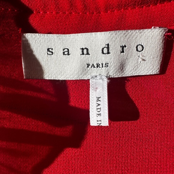 Sandro Paris Red Ruffled Midi Dress – Size 36 small - Picture 8 of 9